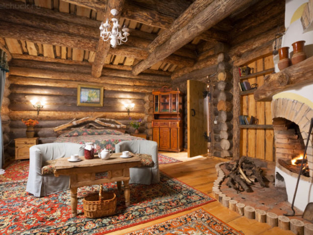 Интериорът на руската хижа