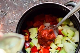 all the vegetables in the pan