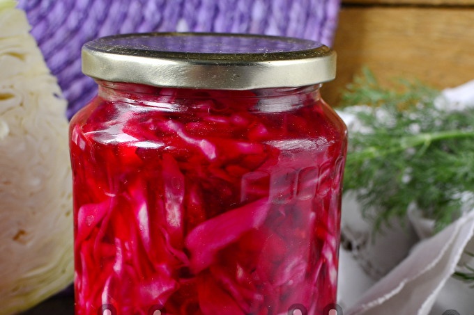 pickled cabbage with beets and carrots