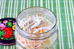 fill the jar with vegetables