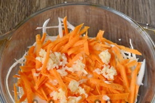 put vegetables in a container