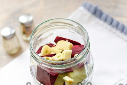 fill the jar with vegetables