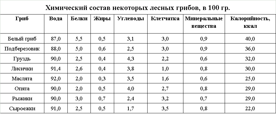 Den kemiske sammensætning af svampe