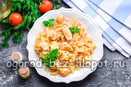 braised cabbage with chicken