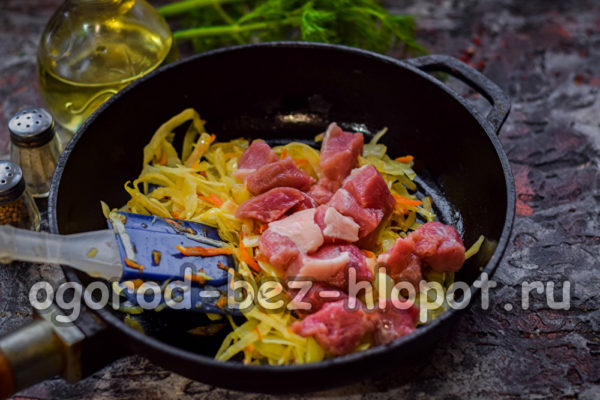 fry vegetables, add meat