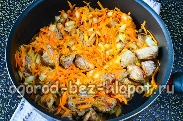 fry vegetables with meat