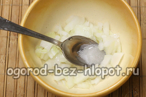 xắt nhỏ và hành tây