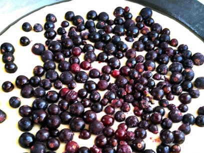 изсипете касис върху тестото