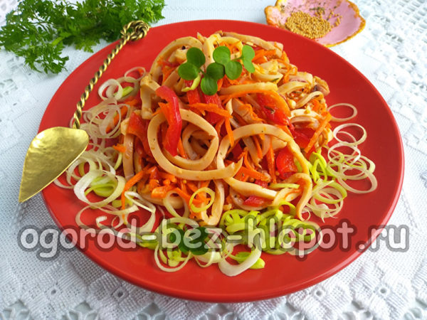 Món khai vị mực Hàn Quốc đã sẵn sàng