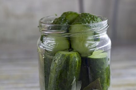 напълнете буркана с краставици