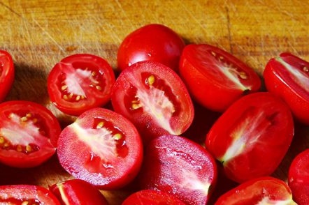 Halved tomatoes