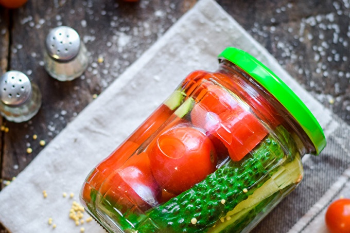 Assorted cucumbers and tomatoes