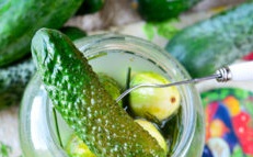 salted cucumbers in a can