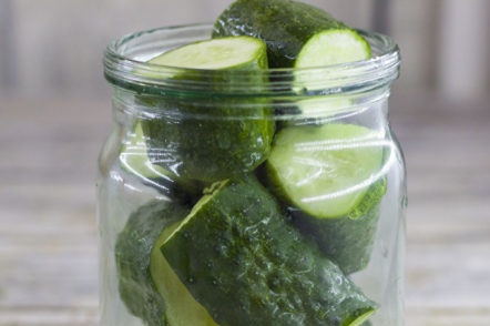 laying cucumbers in the jar