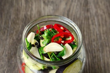 put garlic, herbs, spices