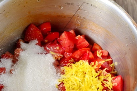 put the ingredients in the pan