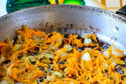 fry onions and carrots