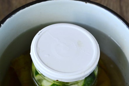 sterilization jars with cucumbers