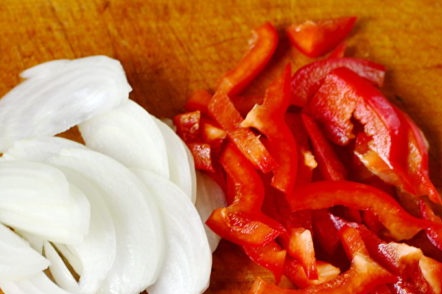 chopped onion and pepper