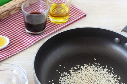 white sesame in a pan