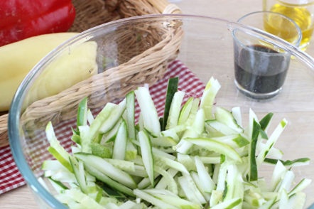 we cut cucumbers into strips