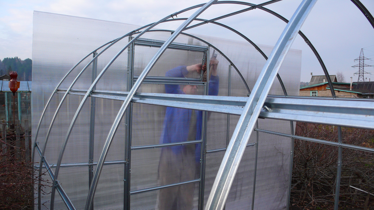 Galvanized profile for polycarbonate greenhouses: strength, reviews, photos