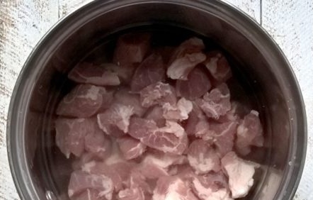 pieces of meat in the pan