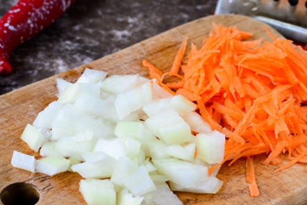 chop the onions and carrots